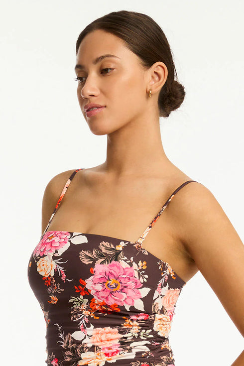 Sea Level Rosewood Tie Side Bandeau One Piece